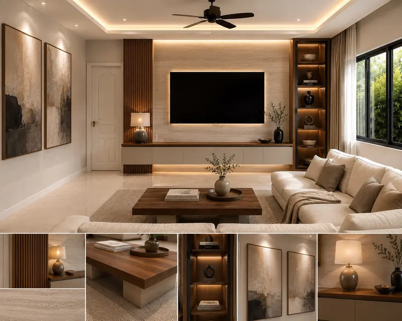 ห้องรับประทานอาหาร & ห้องนั่งเล่นโทนอบอุ่น — 1