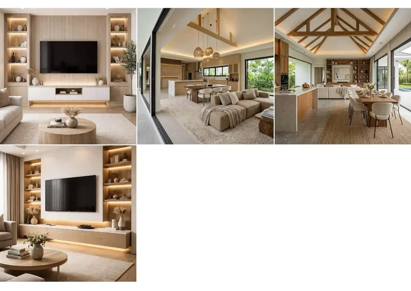 ห้องรับประทานอาหาร & ห้องนั่งเล่นโทนอบอุ่น — 5